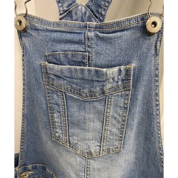 Blue Spice Denim Overall Shorts Distressed Juniors Medium - Picture 2 of 4